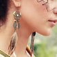 Punk Vintage Long Tassel Feather Beads Drop Wolf Tooth Pendant Earring Fish Hook Earrings Brown A