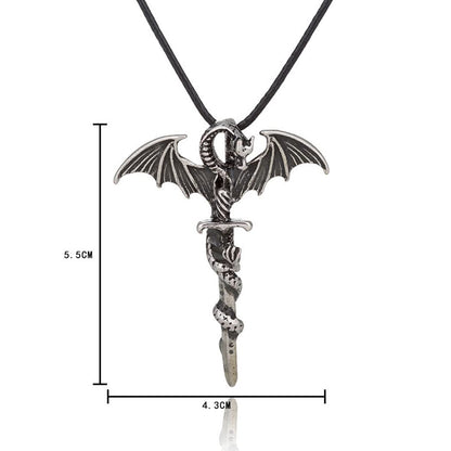 Luminous Pterodactyl Dragon Necklace - Glow in The Dark - Vintage Punk Pendant