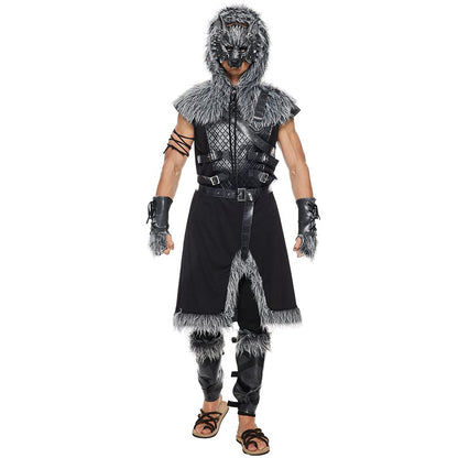 EraSpooky Men Werewolf Costume Adult Viking Wolf Halloween Cosplay Suit Medium