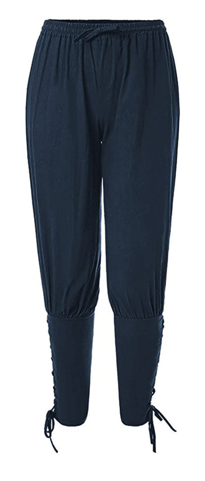 Men's Ankle Banded Pants Medieval Viking Navigator Pirate Costume Trousers Renaissance Gothic Pants Large Black-short