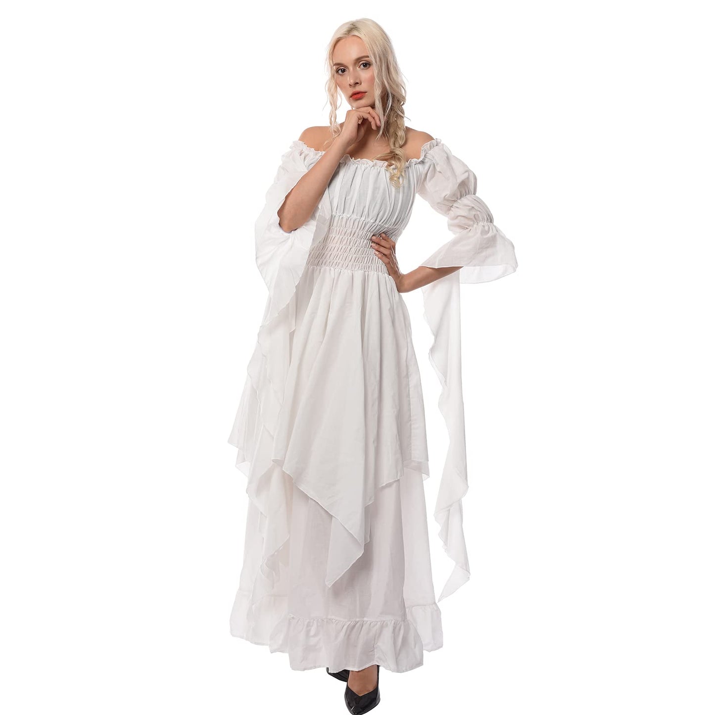 Ruched-Middle Gathered-Sleeve Underdress