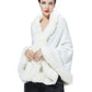 Faux Fur Shawl Wrap Stole Capelet Bridal Winter Wedding with Hook Hooded-black