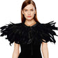 L'VOW Women' Natural Feather Shrug Cape Shawls Lace Collares for Halloween Cosplay Y1-black