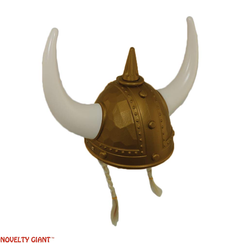 Adult Plastic Gold Norse Viking Helmet with Blonde Braids