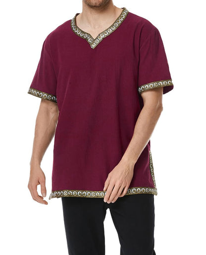 GRAJTCIN Mens Medieval Costume Renaissance Viking Knight Tunic Vintage Warrior Shirts Halloween Tops X-Large Khaki