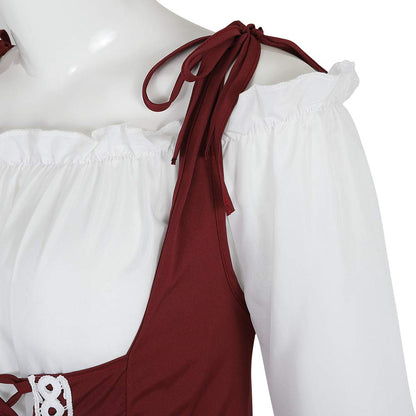 Pink Long Sleeve Irish Renaissance Dress Women's Pirate Costume
