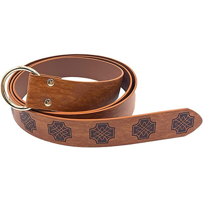 Dark Brown Celtic Knot Embossed PU Leather Medieval Viking Belt