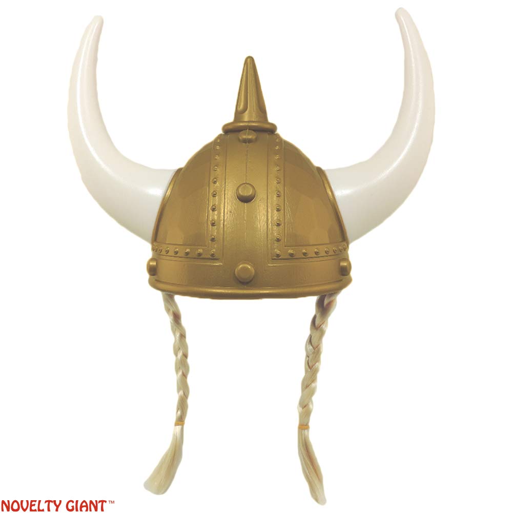 Adult Plastic Gold Norse Viking Helmet with Blonde Braids