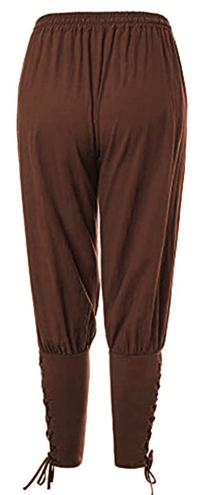 Men's Ankle Banded Pants Medieval Viking Navigator Pirate Costume Trousers Renaissance Gothic Pants Large Black-short