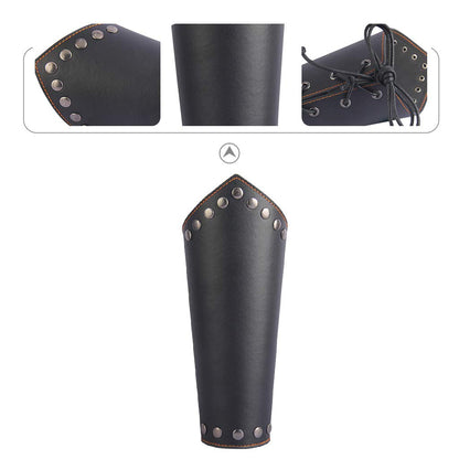 GelConnie Leather Gauntlet Wristband Viking Leather Arm Guard Medieval Armor Bracers Leather Armband Wrist Guards Cosplay Black Leather Bracers