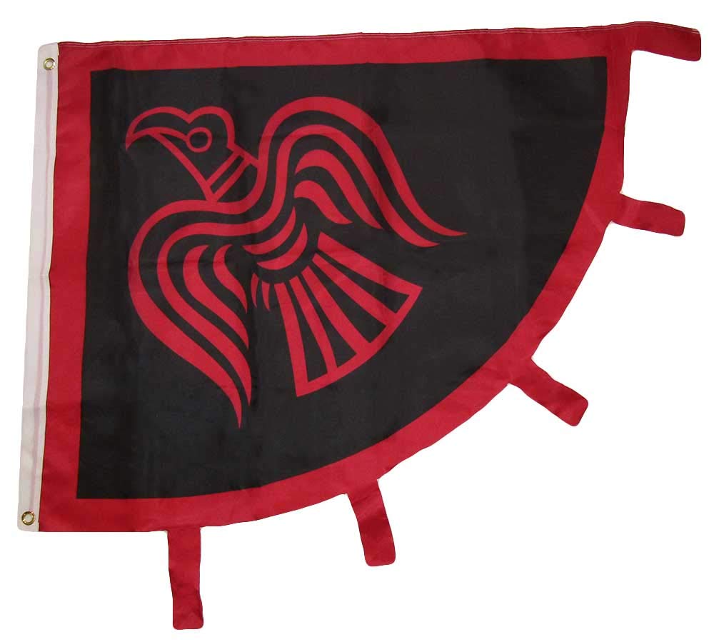 Trade Winds 3x5 Viking Raven Red Black 150D Woven Polyester Nylon Flag 3'x5' Banner Grommets Heavy (UV Fade Proof Heavy Duty Wind Resistant Fabric)