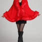 Faux Fur Shawl Wrap Stole Capelet Bridal Winter Wedding with Hook Hooded-black