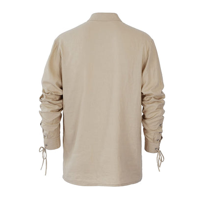 Men's Renaissance Shirt Pirate Medieval Viking top Linen Long Sleeved Halloween Costume X-Large Z2826ye