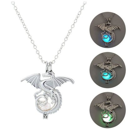 Luminous Pterodactyl Dragon Necklace - Glow in The Dark - Vintage Punk Pendant