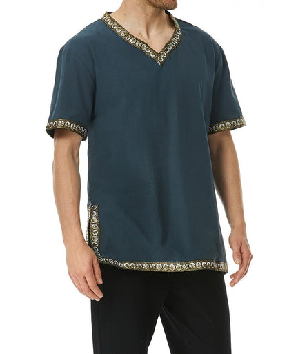 GRAJTCIN Mens Medieval Costume Renaissance Viking Knight Tunic Vintage Warrior Shirts Halloween Tops X-Large Khaki
