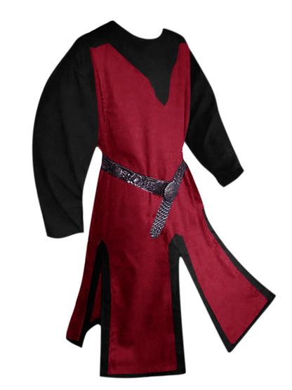 Mens Medieval Costume Renaissance Templar Tunic Viking Knight Pirate Vintage Warrior Halloween LARP Tops Large Brown