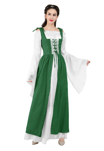 Pink Long Sleeve Irish Renaissance Dress Women's Pirate Costume