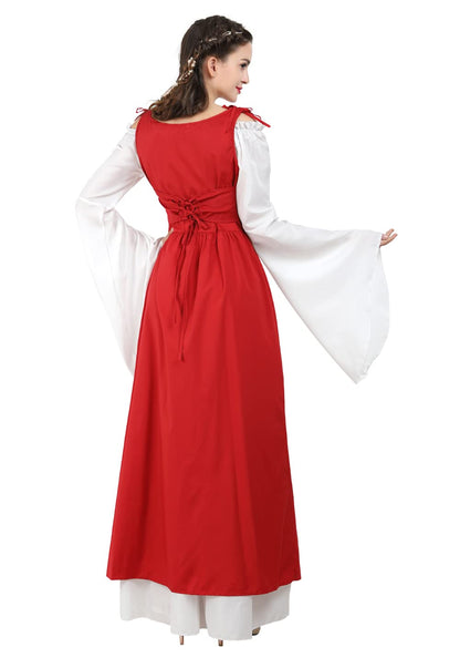 Pink Long Sleeve Irish Renaissance Dress Women's Pirate Costume
