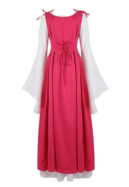 Pink Long Sleeve Irish Renaissance Dress Women's Pirate Costume
