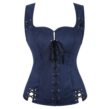 Kranchungel Women Pirate Renaissance Vest Costume Peasant Bodice Medieval Steampunk Pirate Vest Viking Cosplay Costumes Small Dark Brown