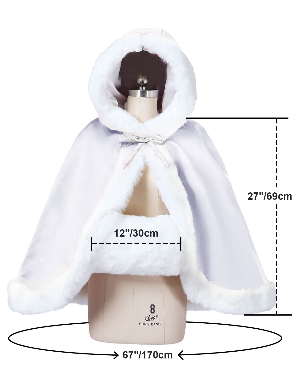 Fur Edged Wedding Capelet with Hood in 18 Colors