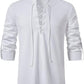 Men's Long Sleeve Shirts Retro Style Lace up for Medieval,Viking,Hippie Halloween Cosplay Pirate Renaissance Costume Small Khaki