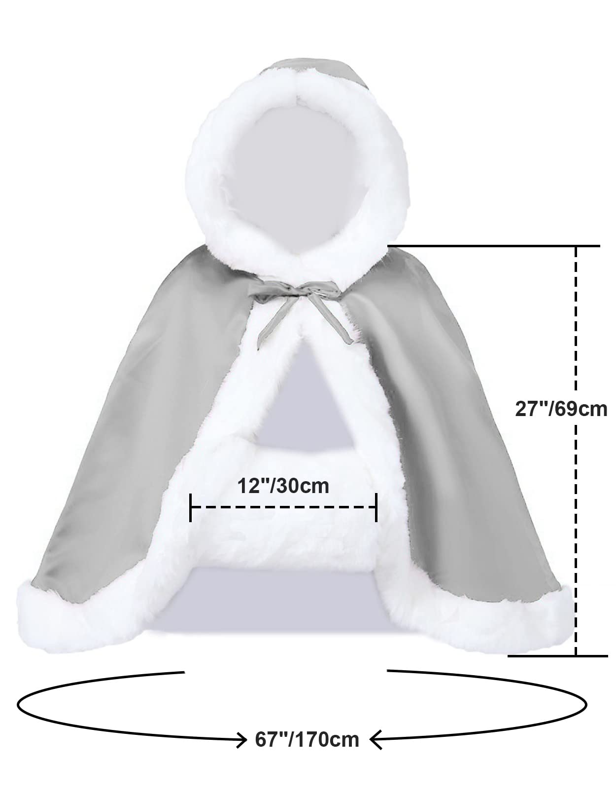 Fur Edged Wedding Capelet with Hood in 18 Colors