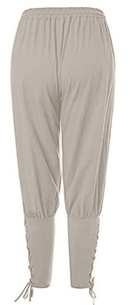 Men's Ankle Banded Pants Medieval Viking Navigator Pirate Costume Trousers Renaissance Gothic Pants Large Black-short