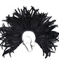 L'VOW Women' Natural Feather Shrug Cape Shawls Lace Collares for Halloween Cosplay Y1-black