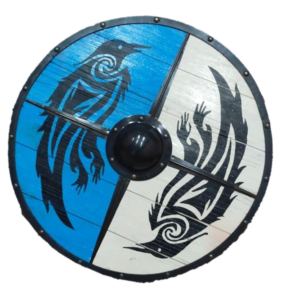 Eivor Valhalla Raven Authentic Viking Shield, 24" / 30"