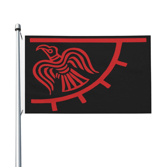 Red and Black Norse Viking Raven Flag 3x5ft