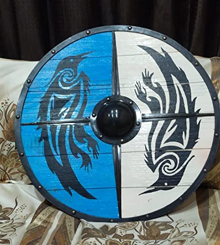 Eivor Valhalla Raven Authentic Viking Shield, 24" / 30"