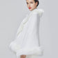 Faux Fur Shawl Wrap Stole Capelet Bridal Winter Wedding with Hook Hooded-black