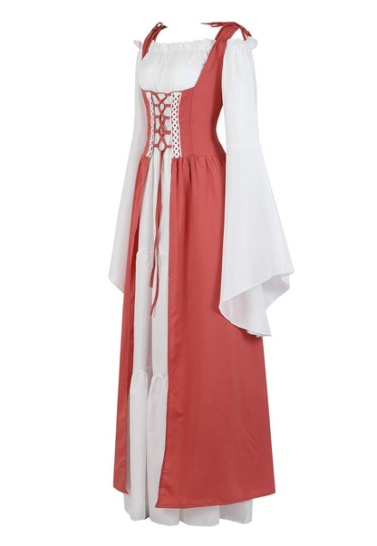 Pink Long Sleeve Irish Renaissance Dress Women's Pirate Costume