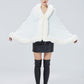 Faux Fur Shawl Wrap Stole Capelet Bridal Winter Wedding with Hook Hooded-black