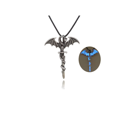 Luminous Pterodactyl Dragon Necklace - Glow in The Dark - Vintage Punk Pendant