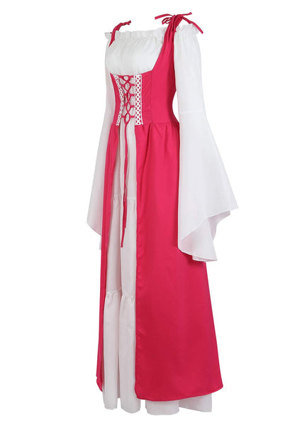 Pink Long Sleeve Irish Renaissance Dress Women's Pirate Costume