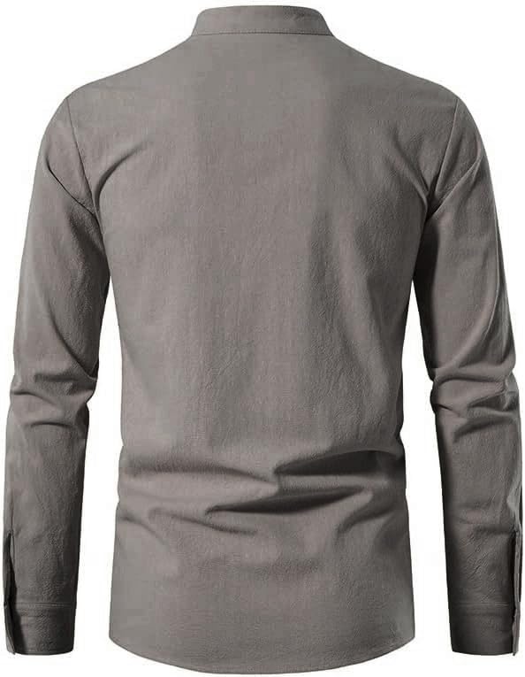 Men's Long Sleeve Shirts Retro Style Lace up for Medieval,Viking,Hippie Halloween Cosplay Pirate Renaissance Costume Small Khaki