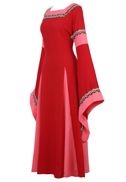 Pink Long Sleeve Irish Renaissance Dress Women's Pirate Costume