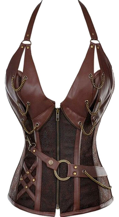 Alivila.Y Fashion Womens Steel Boned Retro Goth Steampunk Corset Small Coffee