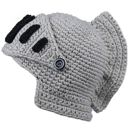 Creative Barbarian Knit Beard Hat Funny Knit Hat Wig Beanie Hat Beard Facemask V-brown