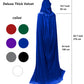 HOMELEX Black Witch Velvet Cloak Halloween Maleficent Hooded Cape Queen King Robe Outfit Renaissance Medieval Costume Green