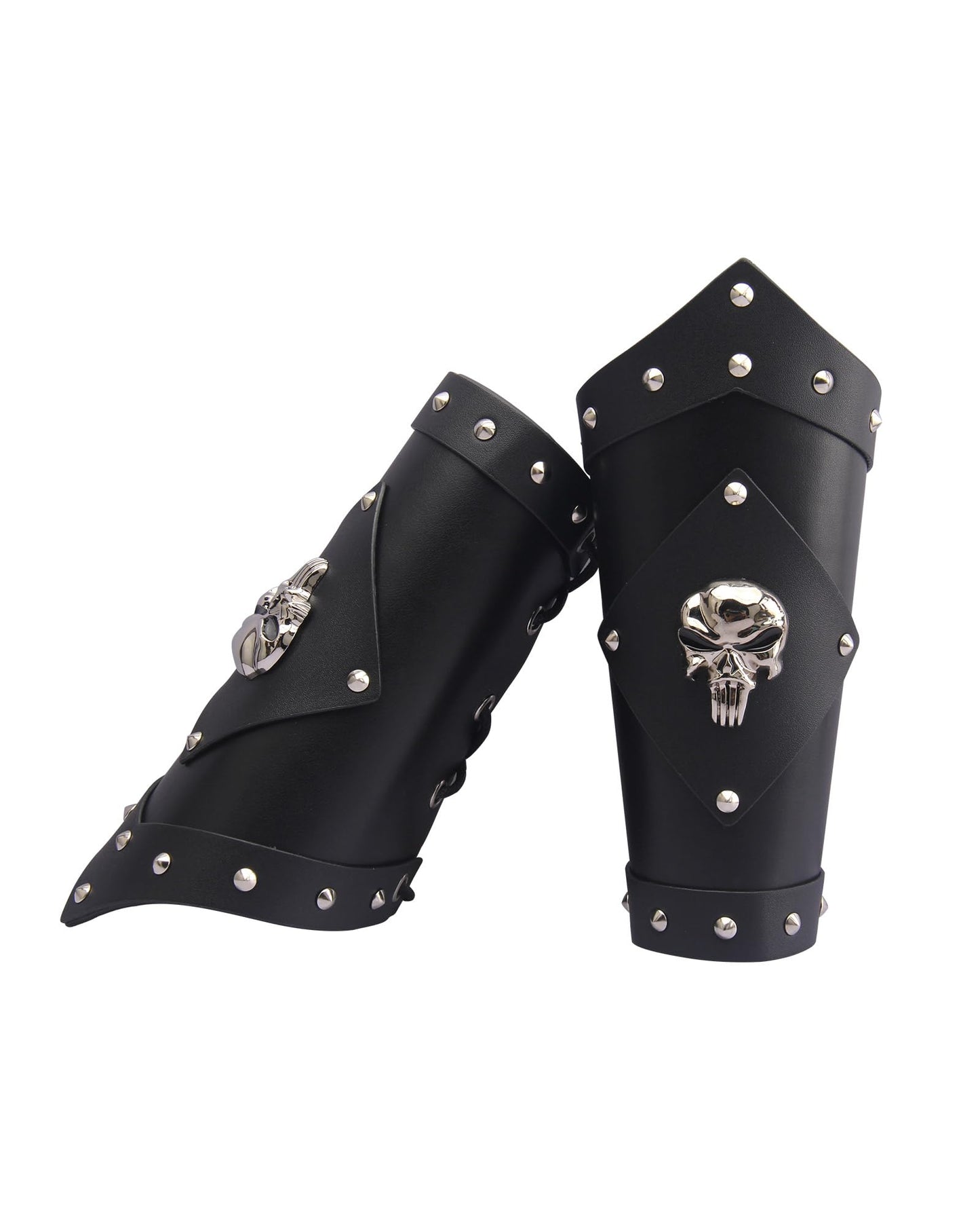 GelConnie Leather Gauntlet Wristband Viking Leather Arm Guard Medieval Armor Bracers Leather Armband Wrist Guards Cosplay Black Leather Bracers