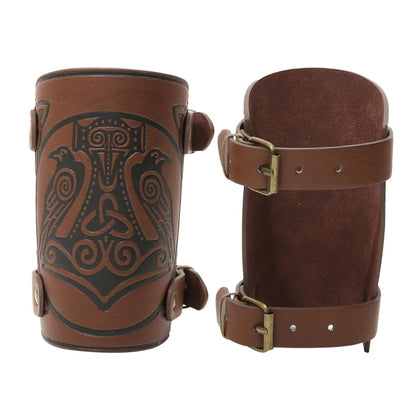 GelConnie Leather Gauntlet Wristband Viking Leather Arm Guard Medieval Armor Bracers Leather Armband Wrist Guards Cosplay Black Leather Bracers