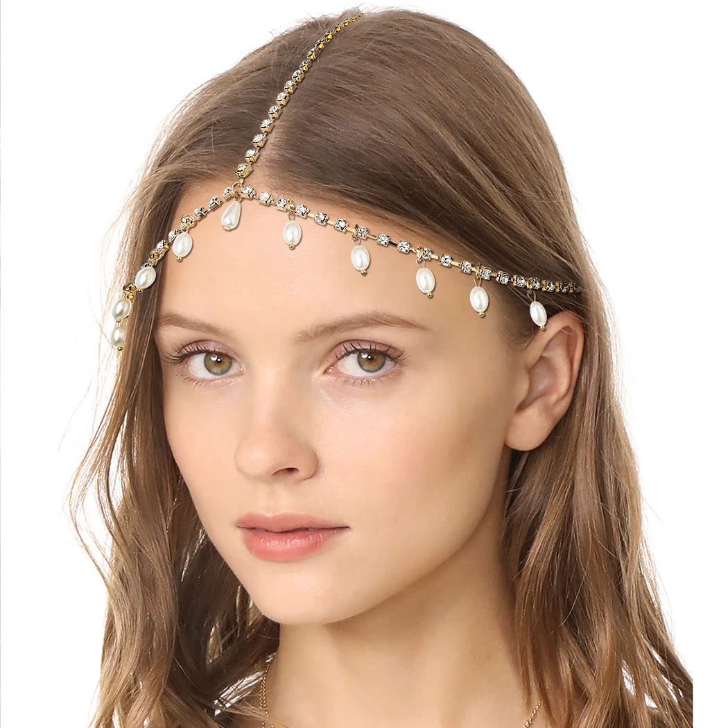 Campsis Gold Festival Sequins Head Chain Gyspy Headpiece Hair Accessories Jewelry for Women and Girls Style1