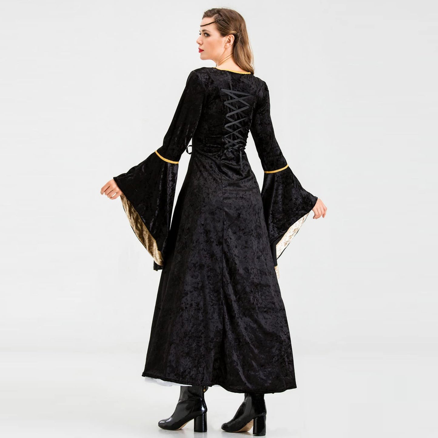 Wine Gothic Witch Medieval Wedding Dress Renaissance Dress for Women