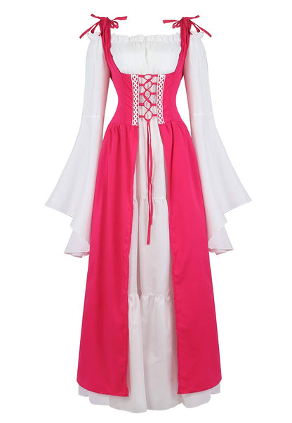Pink Long Sleeve Irish Renaissance Dress Women's Pirate Costume