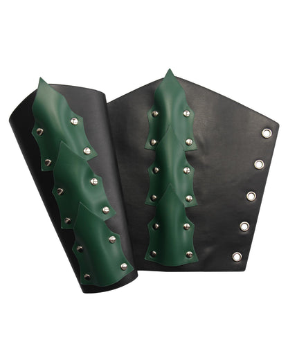 GelConnie Leather Gauntlet Wristband Viking Leather Arm Guard Medieval Armor Bracers Leather Armband Wrist Guards Cosplay Black Leather Bracers