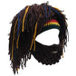 Creative Barbarian Knit Beard Hat Funny Knit Hat Wig Beanie Hat Beard Facemask V-brown