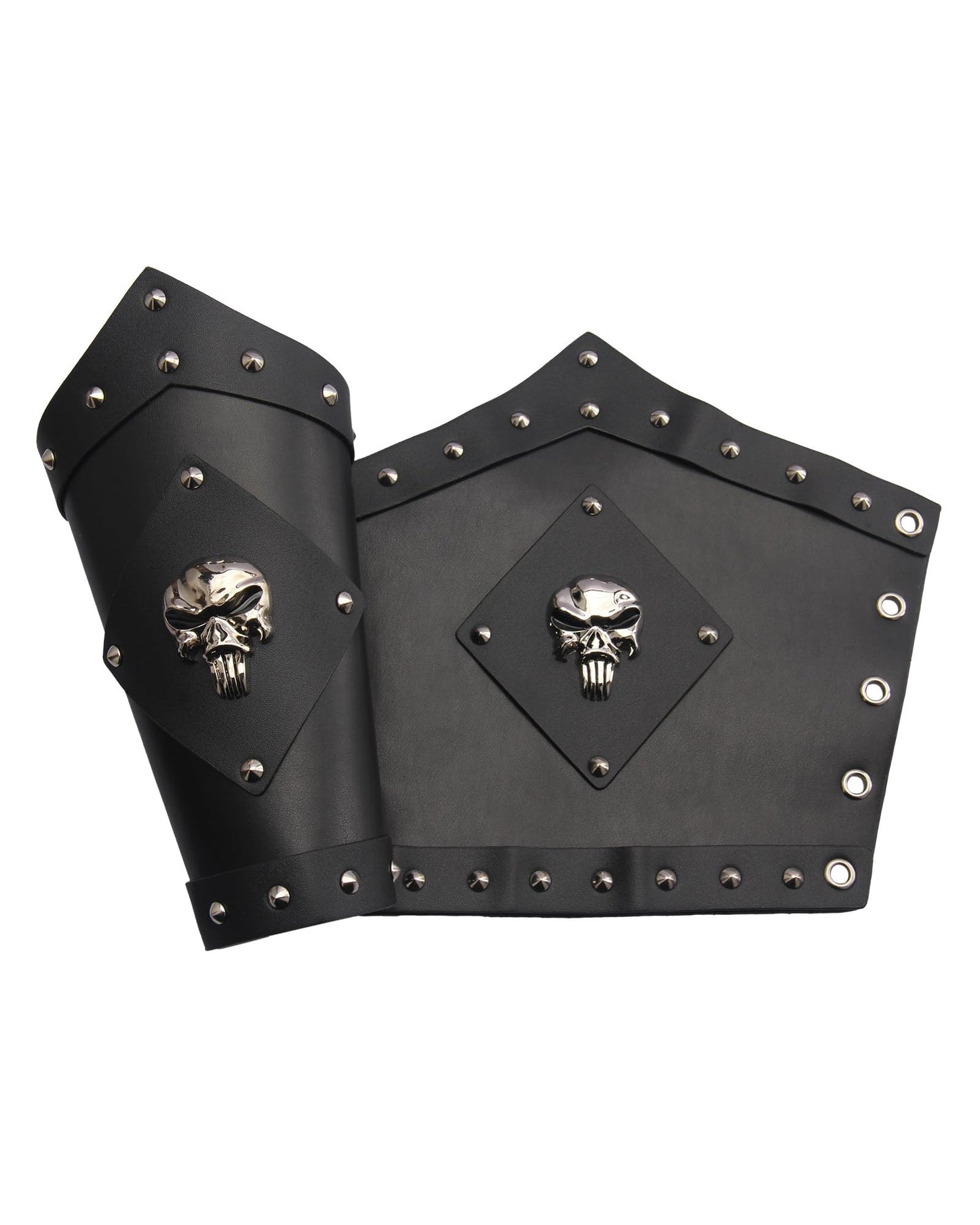 GelConnie Leather Gauntlet Wristband Viking Leather Arm Guard Medieval Armor Bracers Leather Armband Wrist Guards Cosplay Black Leather Bracers